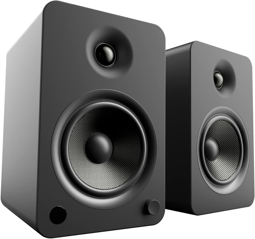 Kanto YU6 Powered Bookshelf Speakers with Bluetooth (Matte Black) with SP9 Desktop Stands (Black)