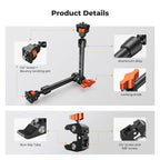 K&F Concept 11" Magic Arm Clamp Kit with ARRI 1/4" & 3/8" Thread Screw 360° Ball Heads Articulating Arm Camera Adapter for DSLR, Monitor, LED Light, Microphone, Camera Cage, Action Camera