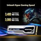 Gigastone M.2 SSD 1TB PCIe 3.0 NVMe SSD 3,400MB/s Internal Gaming Solid State Hard Drive Turbo Speed Heatsink Cooling Heat Dissipation PC Laptop Storage for Gamers Video Editing Creators