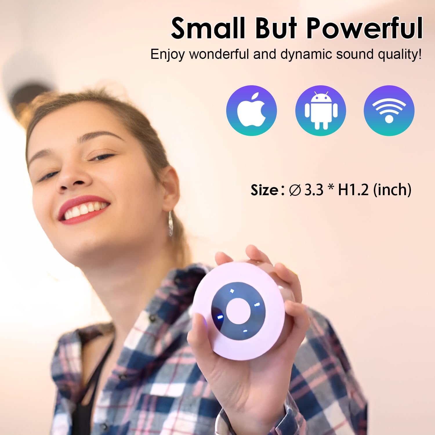 XLEADER Mini Bluetooth Speaker (Gift Box Packed) Portable Speakers Bluetooth Wireless with Micro SD/Mic/Aux Input, Touch Screen, 12H Playtime, Cute Pink Small Speaker for iPhone Laptop Shower Office