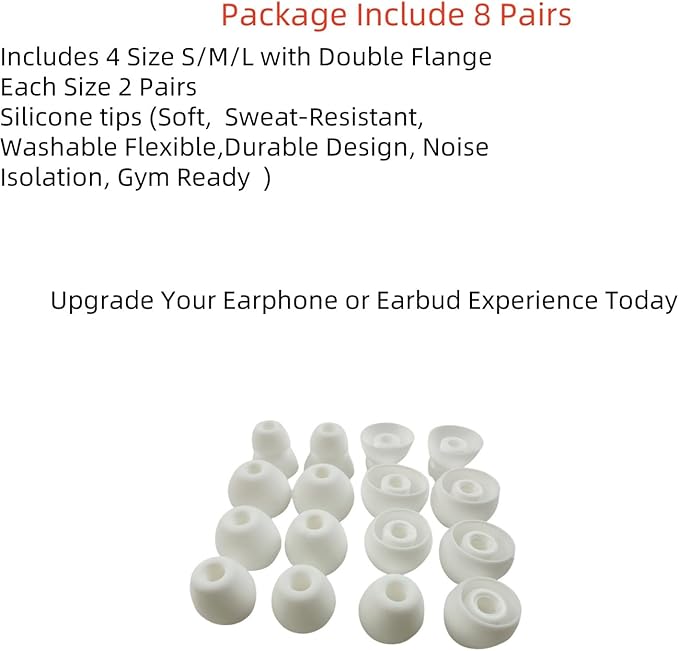 Replacement Ear Tips for Beats Urbeats2.0 Tour2.0 ibeats Beats x, Beats Flex Secure Fit for Powerbeats Pro Silicone Earbuds Washable Sweat-Resistant Noise Isolation 8 Pairs (White)