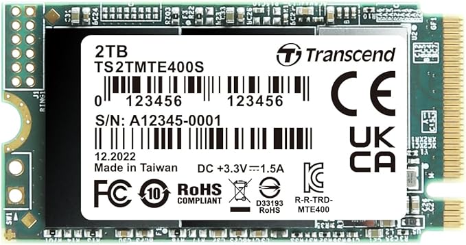 Transcend 2TB MTE400S M.2 2242 PCIe Gen3x4 SSD, Compatible with Ultra-Thin Laptops, Dram-Less Low Power, Up to 2000MB/s, TLC - TS2TMTE400S