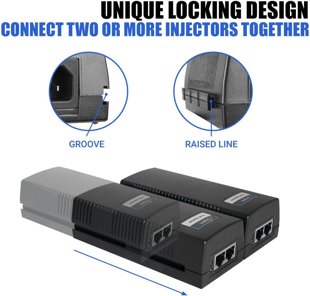 60W PoE++ Injector, BV-Tech Gigabit Power Over Ethernet Adapter | 802.3af/at/bt Compliant | Plug & Play, Up to 325ft | Ideal for IP Cameras, Access Points, VoIP Phones