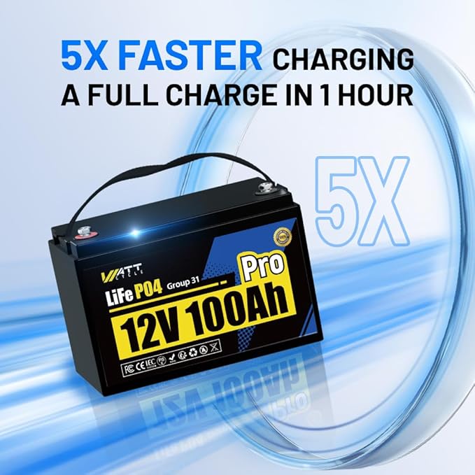 12V 100Ah LiFePO4 Lithium Battery, BCI Group 31,Deep Cycle Up to 15000 Cycles, 100A BMS, Low Temperature Protection, 10 Years Lifespan, Perfect for RV/Home Energy Storage 3 Packs