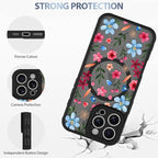 AIGOMARA Magnetic Case for iPhone 16 Pro [Compatible with MagSafe] Cute Pink Blue Flower Floral Pattern Soft TPU Bumper Hard PC Back Anti-Fall Shockproof Protective Slim Cover for Women Girls