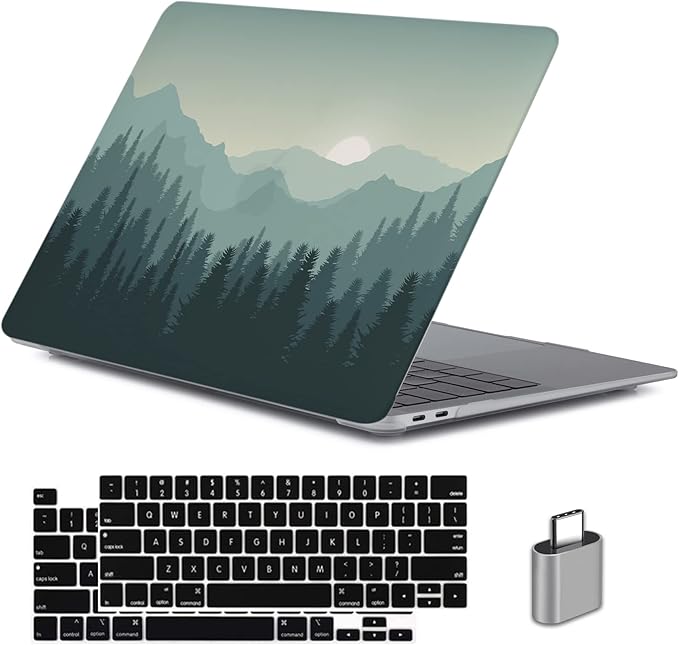 LanBaiLan Compatible for MacBook Pro 13 inch with Touch Bar 2022 2020 2019 2018 2017 2016, M1 M2 A2338 A2289 A2251 A2159 A1989 A1706 A1708, Laptop Hardshell Case & Keyboard Cover, Mountains Landscape
