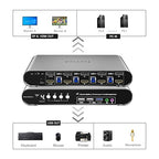 4 Computers 2 Monitors Automatic KVM Switch, HDMI 4k@60Hz + DP 8K 30Hz 4K@144Hz, Aluminum Alloy Shell, Digital Display, Audio/Microphone, hotkey, HDR10 with Cables