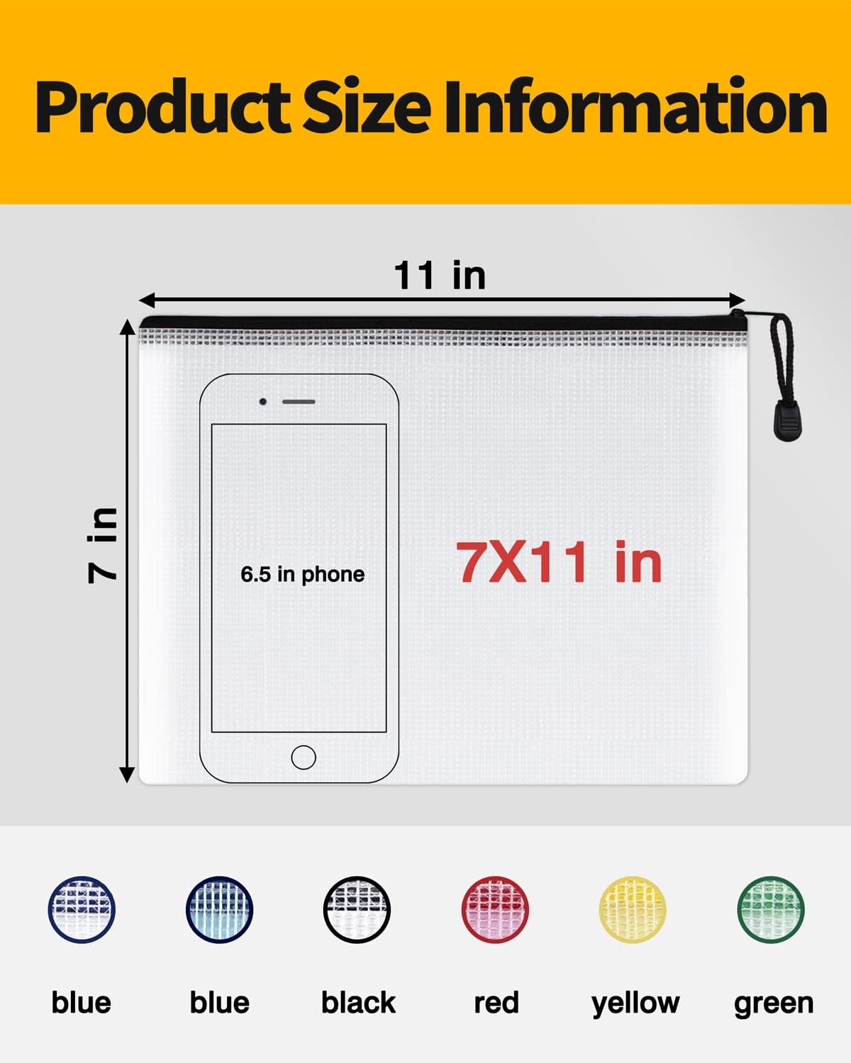 SUNEE Mesh Zipper Pouch 7x11 in (Black, 30 Packs), Mesh Bags with Zipper for School Office Supplies, Puzzles & Games, Travel Accessories, Waterproof Zipper Pouches for Organizing