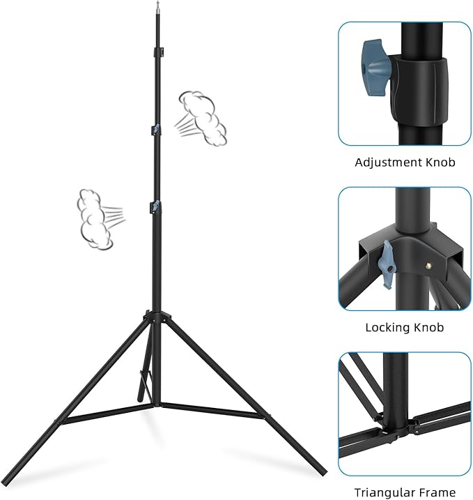 20FT/6M Tripod Stand - Heavy Duty Tripod Stand - Tall Tripods Air-Cushioned Telescoping Light Stand for Photography Overhead Shots, Sports(Aluminum Alloy)