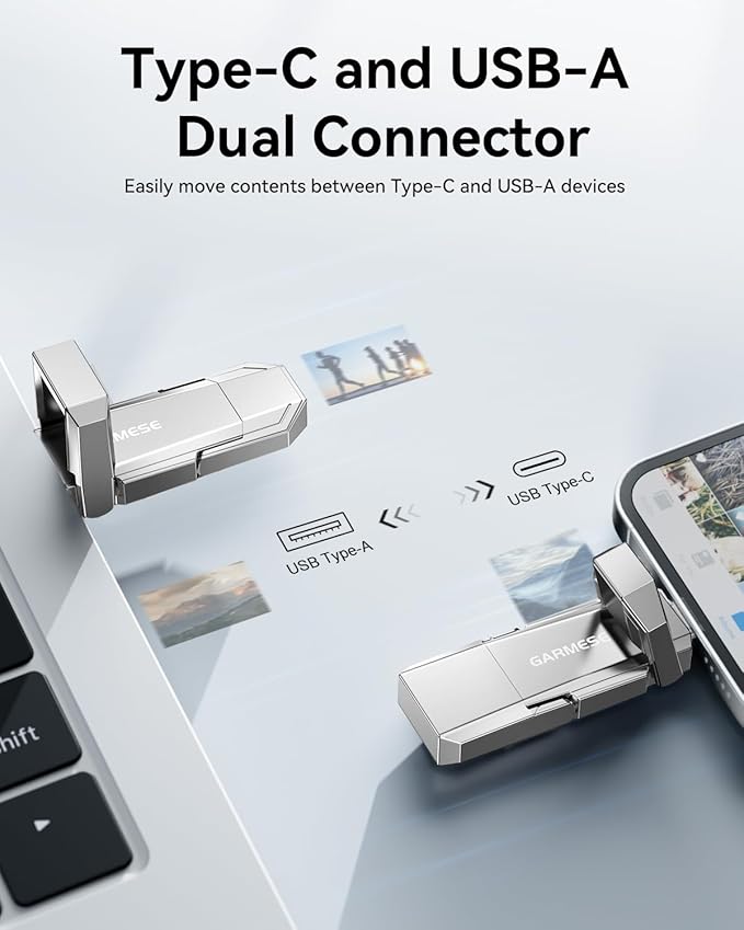 512GB USB C Flash Drive Up to 450MB/s Read Speed, External SSD USB 3.2 Gen 1 Thumb Drive 2-in-1 Memory Stick Data Storage Compatible with Smartphone Tablet Computer