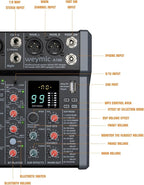A-Series Professional Mixer for Recording DJ Stage Karaoke Music Application w/ 99 DSP Effect USB Drive for Computer Recording Input, XLR Microphone Jack, 48V Power for Professional (8-Channel)