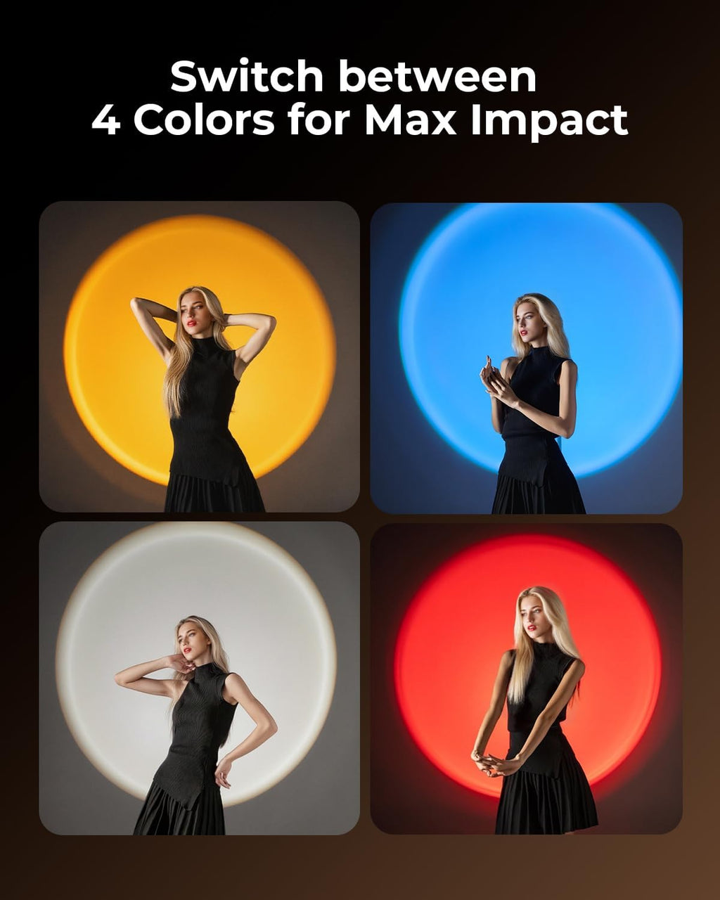 SMALLRIG RGB LED Photography Flashlight, 7500mAh Aluminum Alloy Patterned Ambient Light, 4 Color Fill Light with 20 Patterned Light Filters, Perfect for Photo, Content Creation Accessorie RF10C 4634