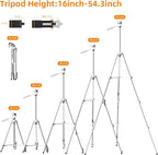 PHOPIK Extendable Tripod Stand - 55" Phone Tripod with 360 Panorama, Shutter-Video, 1/4" Mounting Screw for iPhone/Android/Sport Camera&Insta360 x5 - White