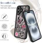 AIGOMARA Case for iPhone 16 Plus [Compatible with MagSafe] Cute Butterfly Pink Flower Floral Pattern Soft TPU Bumper Hard PC Back Anti-Fall Shockproof Protective Slim Magnetic Cover for Women Girls
