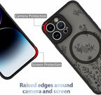 AIGOMARA Magnetic Case for iPhone 14 Pro Max [Compatible with MagSafe] Cute Black Flower Floral for Women Girls Soft TPU Bumper Hard PC Back Anti-Fall Shockproof Protective Slim Cover