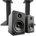 Kanto YU6 Powered Bookshelf Speakers with Bluetooth (Matte Black) with SP9 Desktop Stands (Black)