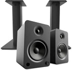 Kanto YU6 Powered Bookshelf Speakers with Bluetooth (Matte Black) with SP9 Desktop Stands (Black)