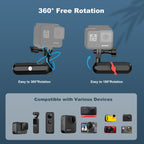 Clamp Mount for Action Camera, Super Camera Clamp Mount with Double Ball Head Magic Arm Fit for DJl,Go pr0, lnsta36o X5 X4 X3，Motorcycle Rearview Mirror Mounts & Aluminum Alloy - 360°Rotating, 78004