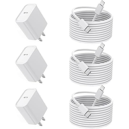 10FT iPhone Fast Charger,[Apple MFi Certified] 3Pack USB C Charger Block with 10 Foot Long Type C to Lightning Cable Cord Adapter Block Compatible with iPhone 14 Pro Max/14 Plus/13/12Mini/11/XS/X/iPad