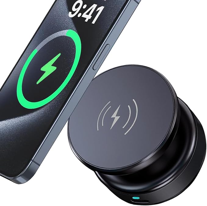 15W Wireless for MagSafe Car Mount Charger, 360° Adjustable Vacuum Magnetic Phone Holder Car Charger for iPhone 16 15 14 13 12, Suction Cup Phone Mount for Gym/Mirror