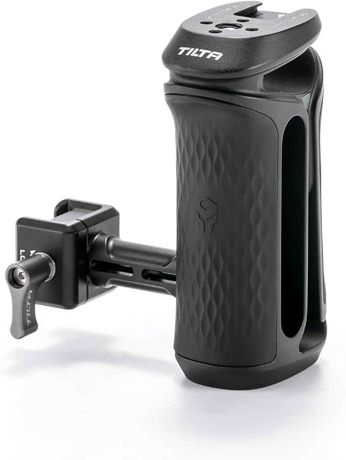 Tilta Xeno Side Handle for Filmmakers & Cameras - Black | Secure Connection & Helps Prevent Rotation | Adjustable Height | Textured Silicone Grip | Convenient Assembly (NATO)
