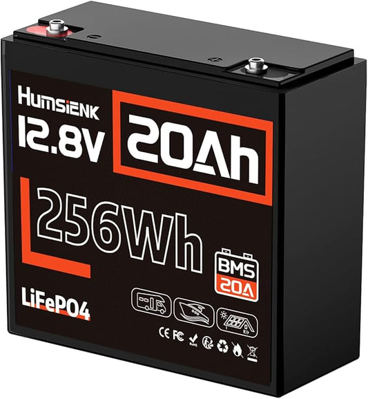 12V 20Ah LiFePO4 Lithium Battery, Built-in 20A BMS, EV Grade A+ Cells, Rechargeable 6000 to 15000 Deep Cycles Lithium Batteries 12V, Perfect for Fish Finder, Camping, Power Wheels