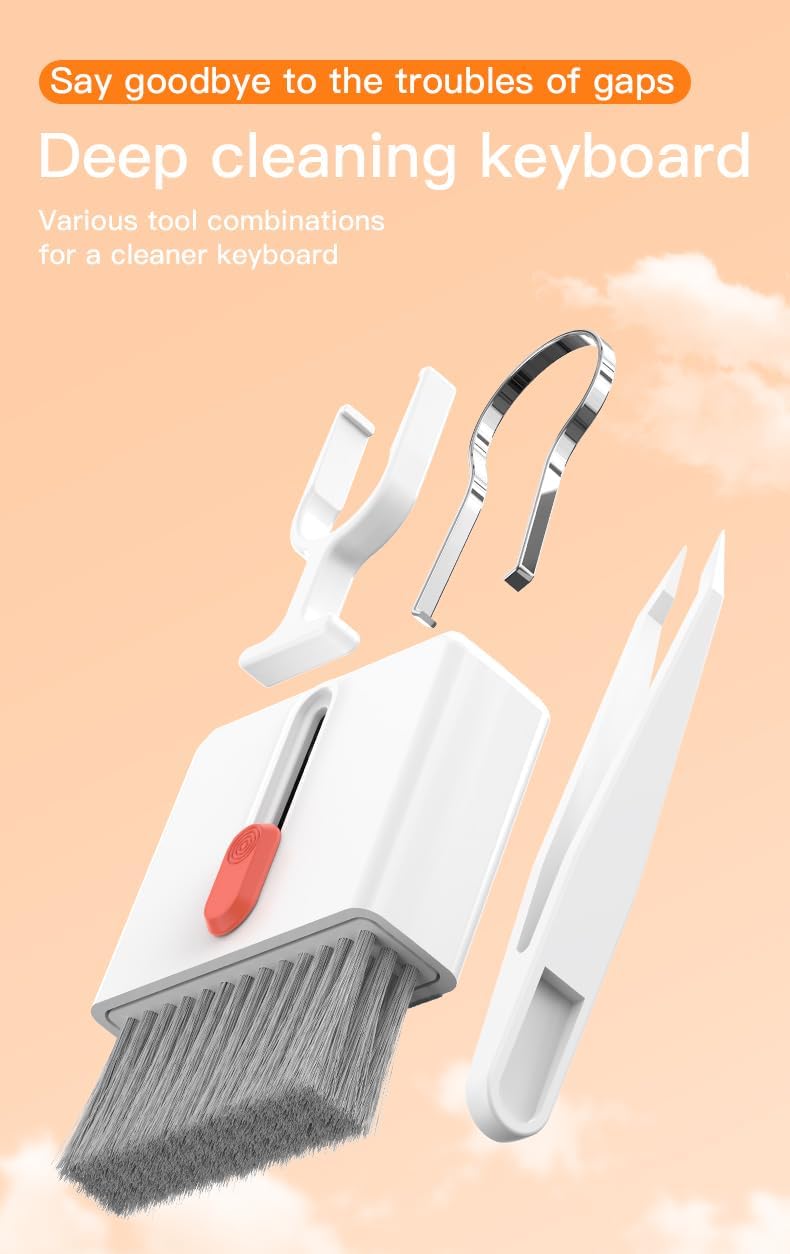 32-in-1 Multi-Functional Cleaning Kit for Electronics inlcuding Headphones,Mobile Phones,Computer,Monitor,Lens and etc, Compact and Portable Design, White