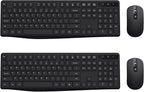 Wireless Keyboard and Mouse Combo, Lovaky 2.4G Full-Sized Ergonomic Keyboard, 3 DPI Adjustable Cordless USB Mouse, Quiet Click for Computer/Laptop/Windows/Mac (2 Pack, Black)