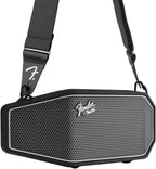 Fender x Teufel ROCKSTER CROSS Portable Wireless Bluetooth Speaker – Rugged, Waterproof, 16 Hours of Battery, Powerful Stereo Sound, Subwoofer, Built-in Power Bank, Fender Guitar Strap (Black & Steel)
