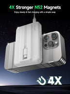 LVFAN for Magsafe Power Bank 10000mAh, Fast Charging Wireless Magnetic Portable Charger with Built-in USB C in&Out Cable, Travel LED Display Battery Pack for iPhone 17 16 15 14 13 12