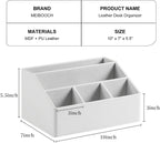 PU Leather Desk Organizer, Luxury Remote Control Holder for Home, Office Desk Accessories Table Caddy Bedside Nightstand Organizer (White)