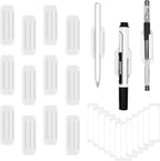 12 Pack Pen Holder for Desk, Silicone Pencil Holder with 12 Extra Adhesive Stickers, Adhesive Pen Holder & Marker Clip for Classroom Office Desk or Any Surface, Teacher Accessories Supplies (White)