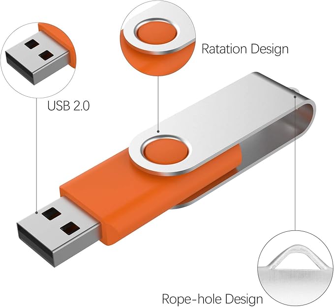 KOOTION 10 X 16 GB USB Flash Drive 16 gb Flash Drive Thumb Drive Memory Stick Pen Drive Keychain Design Orange