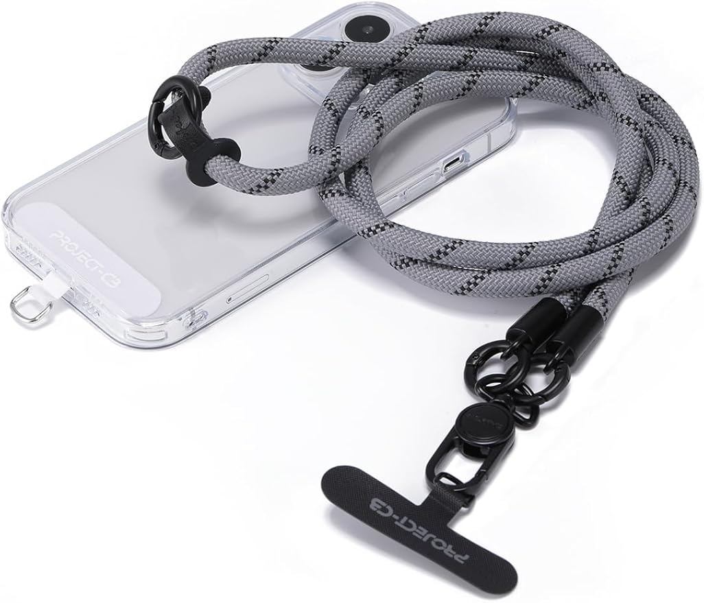 project-cb Phone Lanyard×1,Phone Tether Tab×2, Crossbody Cell Phone Lanyard,Rope Lanyard,Universal Adjustable Phone Strap(Gray)