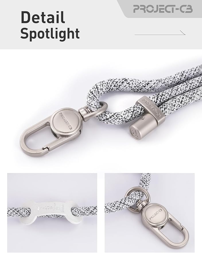 project-cb Cell Phone Lanyard 1,Phone Tether Tab 2,Crossbody Strap,Lanyards for Around the Neck,Adjustable Strap 80-160cm (FoggyBlack-S)