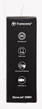 Transcend 4TB SJ25M3, USB 3.1 Portable Hard Drive Rugged, Anti-Shock Resistant, Compact and Lightweight with Lightning-Fast Speeds, One Touch Backup Button, Iron Grey - TS4TSJ25M3S