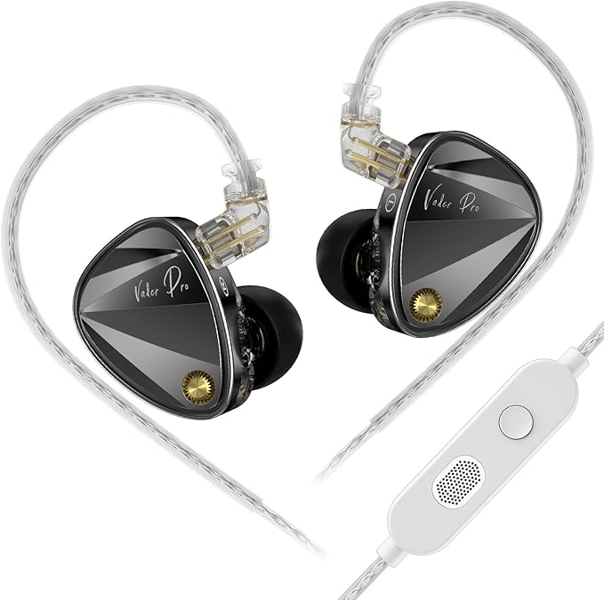KZ Vader Pro in-Ear Monitors Gaming Earbuds, Triple Dynamic Driver IEM with 4 Tuning Switches, Clarity in All Frequency Stereo Sound Comfortable Noise Isolating Earphones for Stage and Studio (NNMIC)