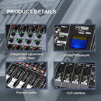 Mixers Audio 8 Channel Mixer Power Mixer Amplifier 2 * 300 Watt Output Dj Mixer Board with 16 Kinds of DSP Reverb Sound Mixers for Speakers