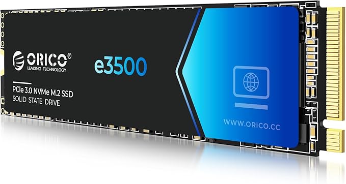 ORICO 512GB M.2 NVMe SSD, PCIe Gen3x4 M2 2280 SSD, Up to 2800MB/s Read & 1300MB/s Write, 3D NAND Flash Internal Solid State Drive with SLC Cache, Compatible with Laptops PC Desktops-e3500