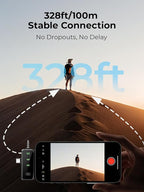 3-in-1 Microphone for iPhone: Wireless Lavalier Microphone for Camera & Android - Mini Mic - 328ft Transmission & 20H Battery Life - Vlogging with AI Noise Reduction