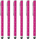 PATIKIL Stylus Pens for Touch Screens, 6 Pcs High Precision Universal Bling Stylus Crystal Metal Capacitive Pen for Touch Screen Devices Phone Tablets Laptop, Rose Red