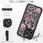 AIGOMARA Case for iPhone 16 Pro Max [Compatible with MagSafe] Cute Butterfly Pink Flower Floral Pattern Soft TPU Bumper Hard PC Back Anti-Fall Shockproof Protective Slim Magnetic Cover for Women Girls