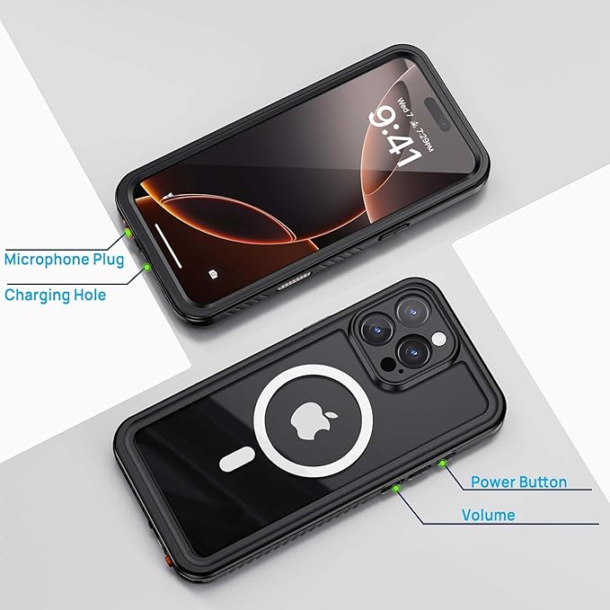 Lanhiem Magnetic for iPhone 16 Pro Max Case, Waterproof Dustproof Cover [Built in Screen Protector] [Compatible with MagSafe], Full Body Heavy Duty Phone Case for iPhone 16 Pro Max - 6.9” (Black)