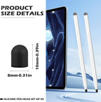 20Pcs Replacement Tips Silicone Rubber Touch Screen Pens Tips for Touch Pen (8 * 10mm)