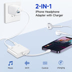 [Apple MFi Certified] 2-in-1 Charging & Audio Adapter for iPhone, Lightning to 3.5mm Headphone Jack Dongle Splitter, Supports Hi-Res Lossless Sound, Compatible with iPhone 14/13/12/11/XS/XR/8/7 5Pack