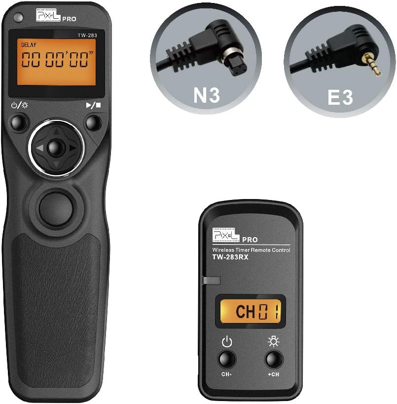Wireless Shutter Release for Canon, Pixel TW-283 E3/N3 Wireless Remote Control Timer Shutter Release Cable for Canon EOS R EOS R5 R6 R3 1300D 1100D760D 70D 80D 90D 5D IV III 1D 6D 7D fujifilm GFX50R