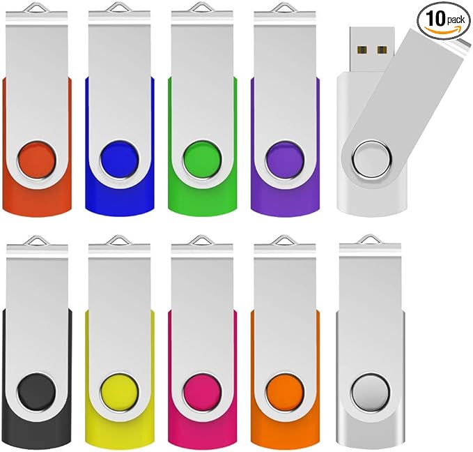 KOOTION 64GB USB 3.0 Flash Drives 10 PCS Memory Stick 3.0 Thumb Drives Pen Drives (Mixcolored)