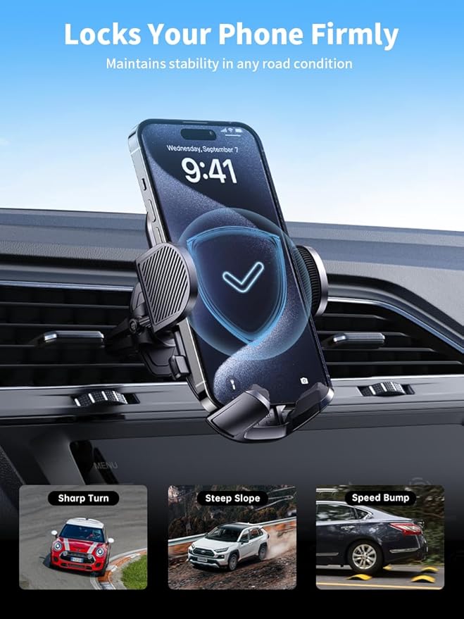 Nycetek 2025 Upgraded Car Vent Phone Mount [Military-Grade Clip] 360° Rotation, Universal Cellphone Holder Fits for iPhone 16 15 14 13 Pro Max Samsung Galaxy S24 S23 & All
