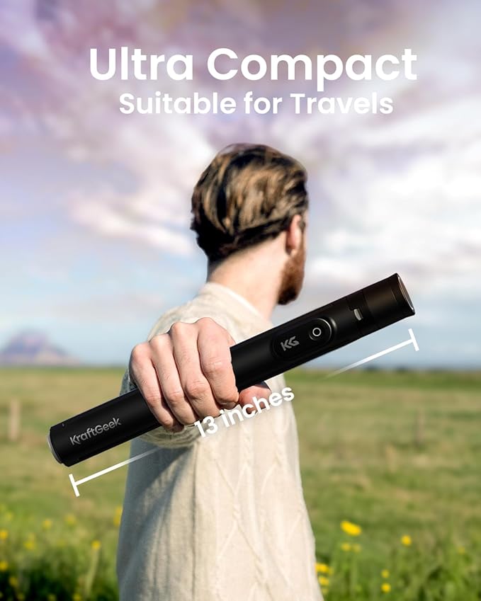 KraftGeek Automatic Tripod for iPhone, 66" Phone Tripod Selfie Stick for Cell Phone, Tripod Stand with Remote for Video Recording, Black