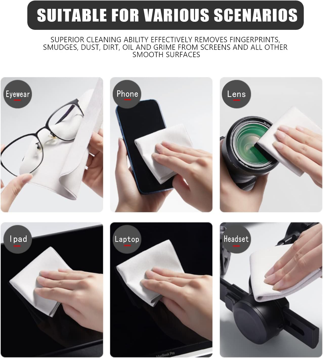 2 Pack Microfiber Liner Cleaning Cloth 13" with Screen Keyboard Imprint Protection, Laptop Keyboard Protector Compatible with MacBook Pro/Air 13" and MacBook Pro 14"-(Grey+Black)